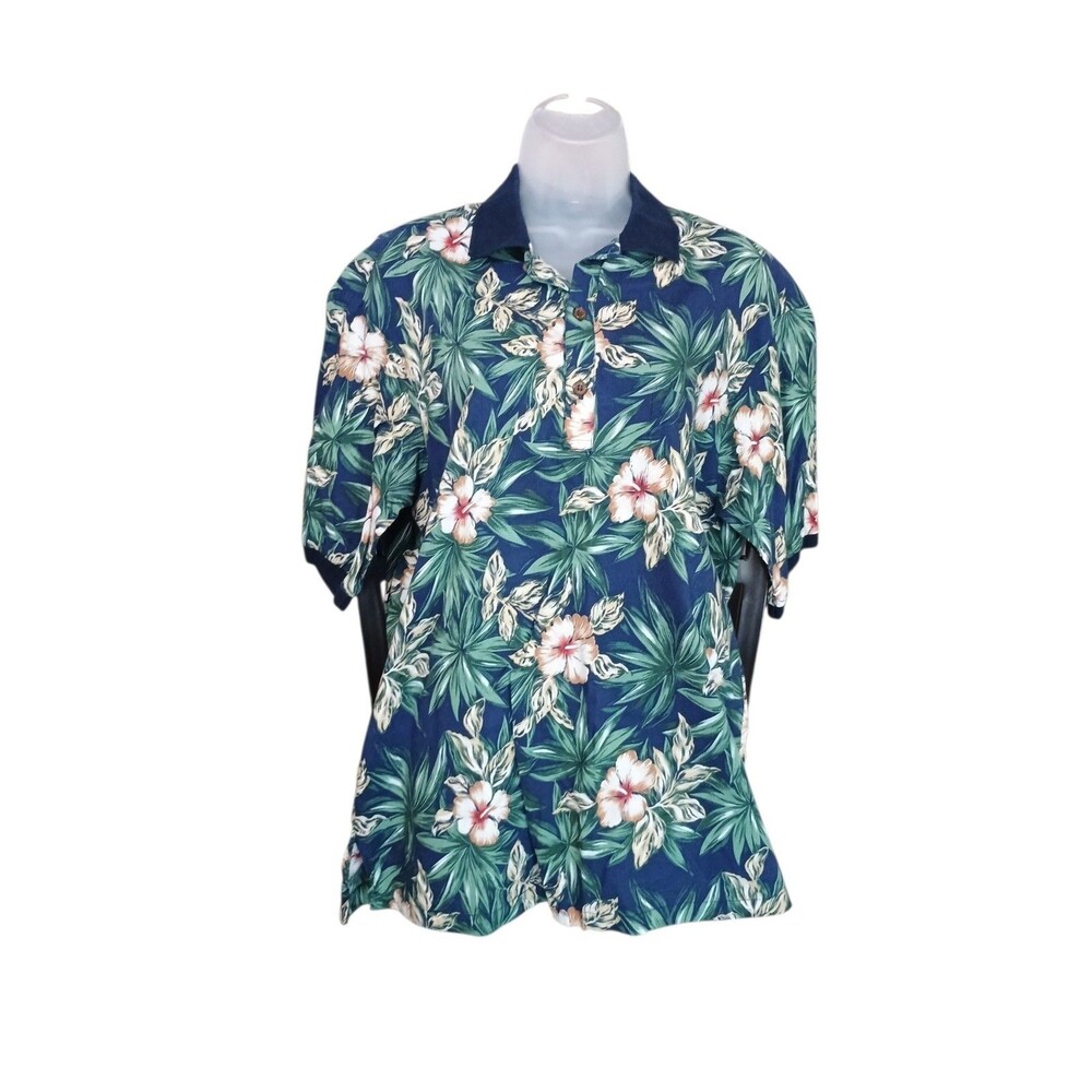 Tori Richard short-sleeve polo shirt vintage Hawaiian motif